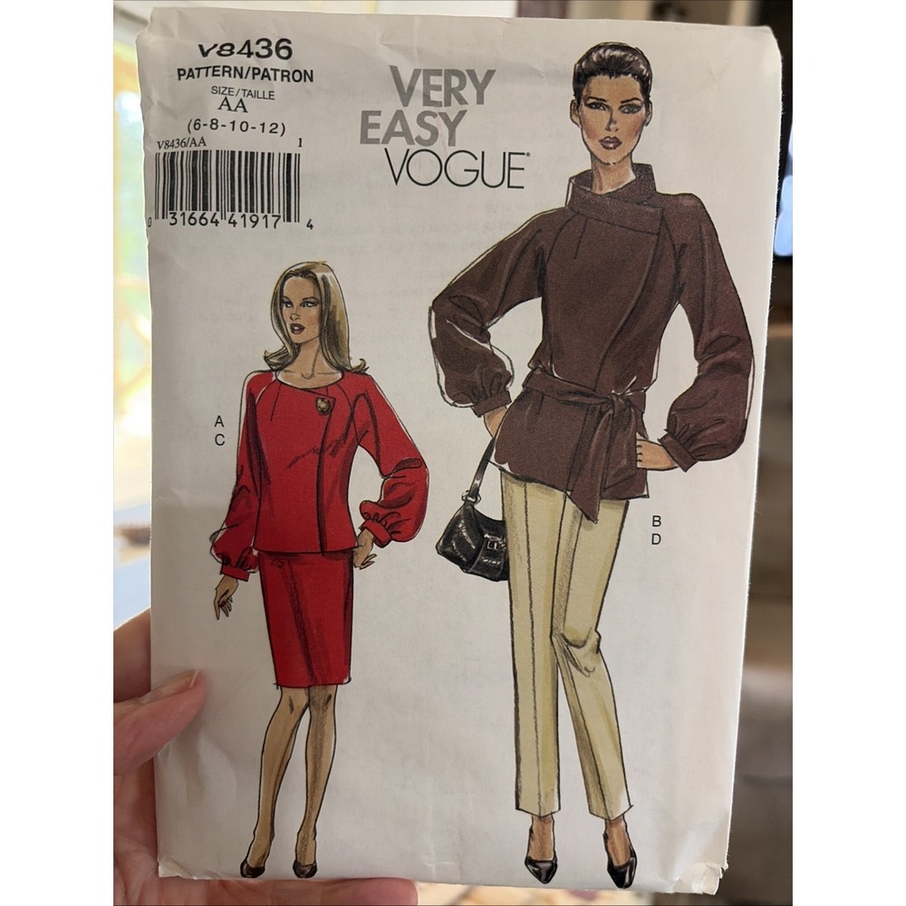 Very Easy Vogue V8436 Sewing Pattern Misses Jacket Skirt Pants Sash 6-12 UC